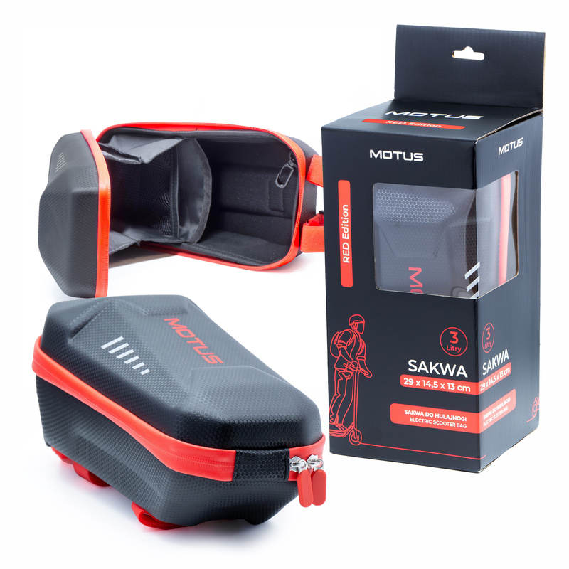 Motus Sakwa 3L RED EDITION Pojemna wodoodporna torba na kierownicę hulajnogi 3l